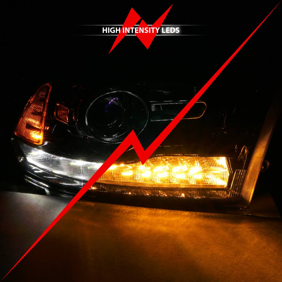 Anzo 111439 Black Plank Style Switchback Projector Headlights W/ Halo (2010-2018 6.7L Cummins, 2014-2018 3.0L EcoDiesel)