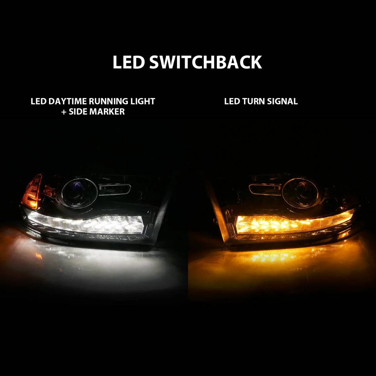 Anzo 111439 Black Plank Style Switchback Projector Headlights W/ Halo (2010-2018 6.7L Cummins, 2014-2018 3.0L EcoDiesel)