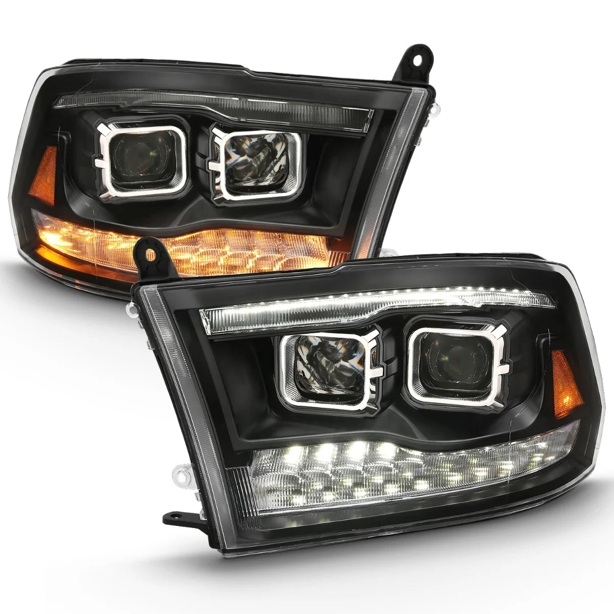 Anzo 111441 Black Switchback Projector Headlights (2010-2018 6.7L Cummins, 2014-2018 3.0L EcoDiesel)