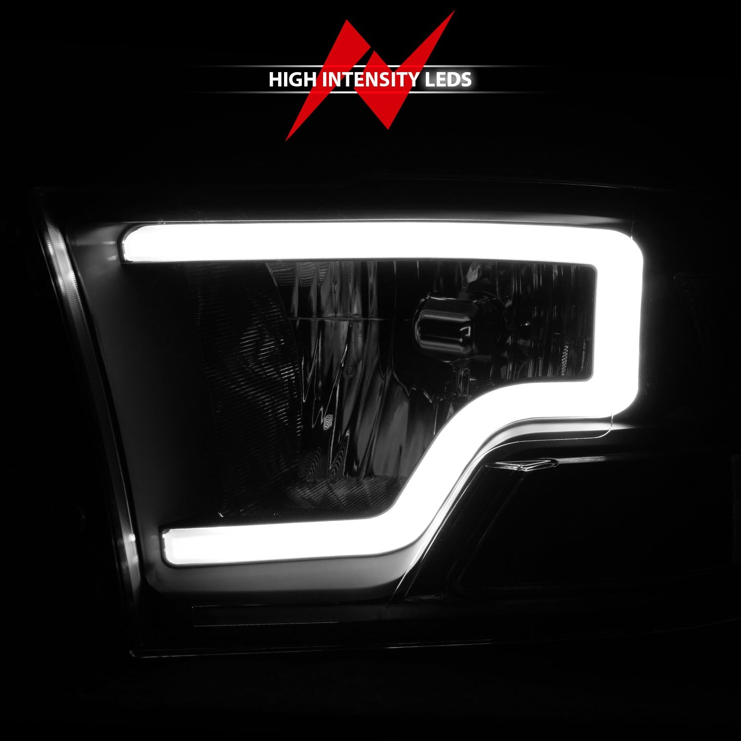 Anzo 111515 Black Crystal Headlights With LED Plank Light Bar (2010-2018 6.7L Cummins, 2014-2018 3.0L EcoDiesel)