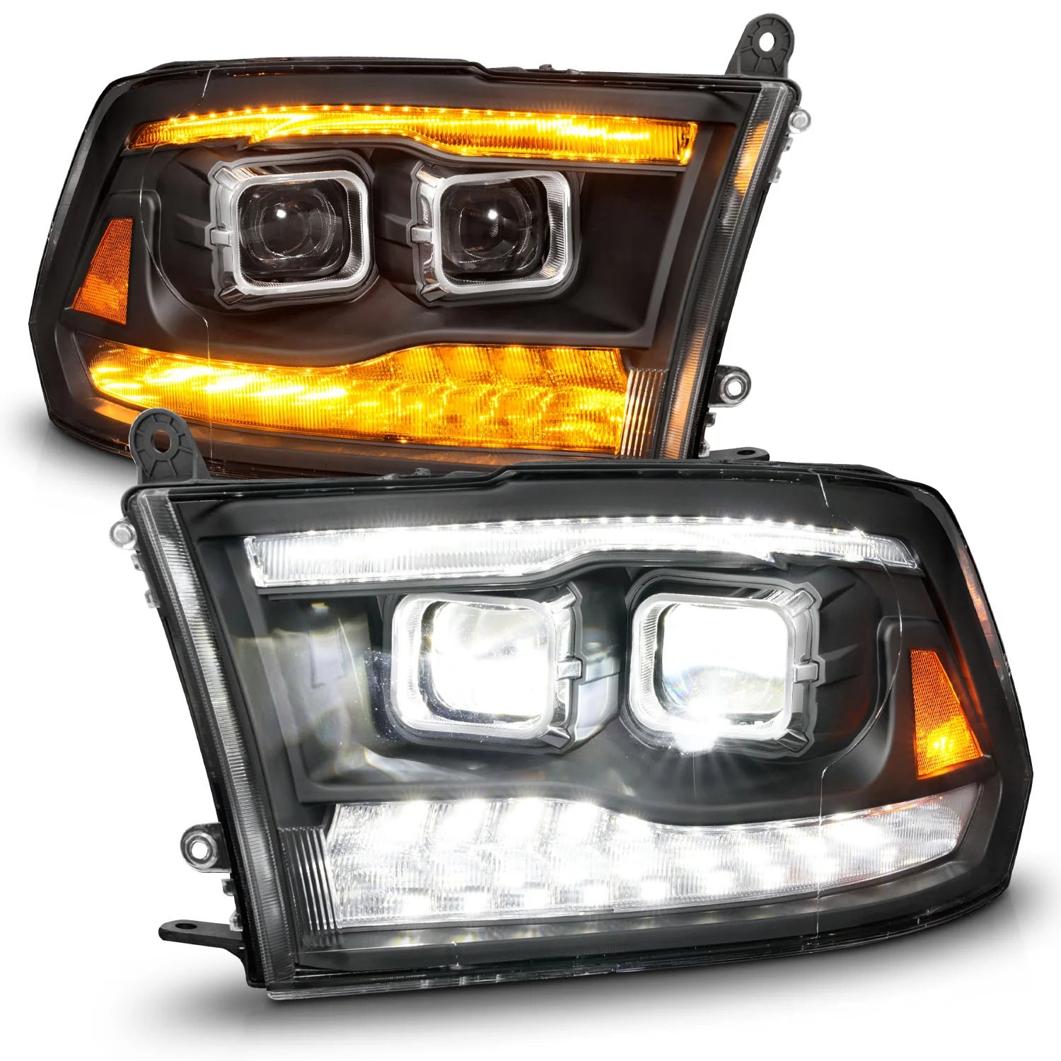 Anzo 111595 Black LED Dual Projector Plank Style Switchback Headlights (2010-2018 6.7L Cummins, 2014-2018 3.0L EcoDiesel)