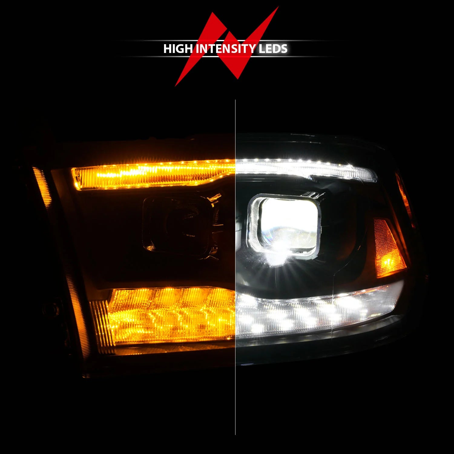 Anzo 111595 Black LED Dual Projector Plank Style Switchback Headlights (2010-2018 6.7L Cummins, 2014-2018 3.0L EcoDiesel)