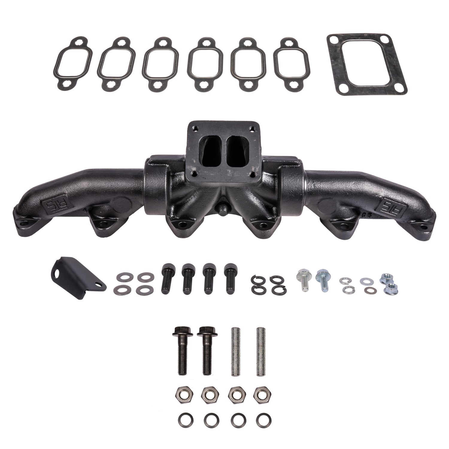 ATS 204-943-2164 Pulse Flow Exhaust Manifold Kit Fits 1994-Early 1998 12V 5.9L Cummins 3-Pc T4 With Gaskets Turbo Hardware
