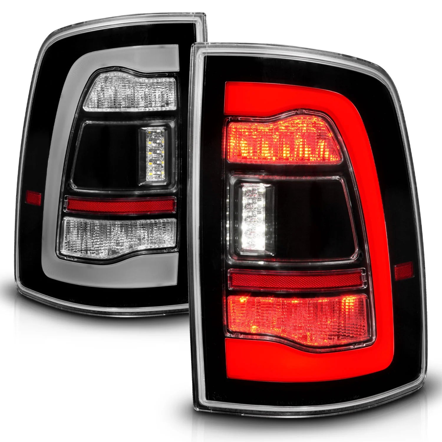 Anzo 311469 Black LED Tail Lights With Sequential Turn Signal (2010-2018 6.7L Cummins, 2014-2023 3.0L EcoDiesel)