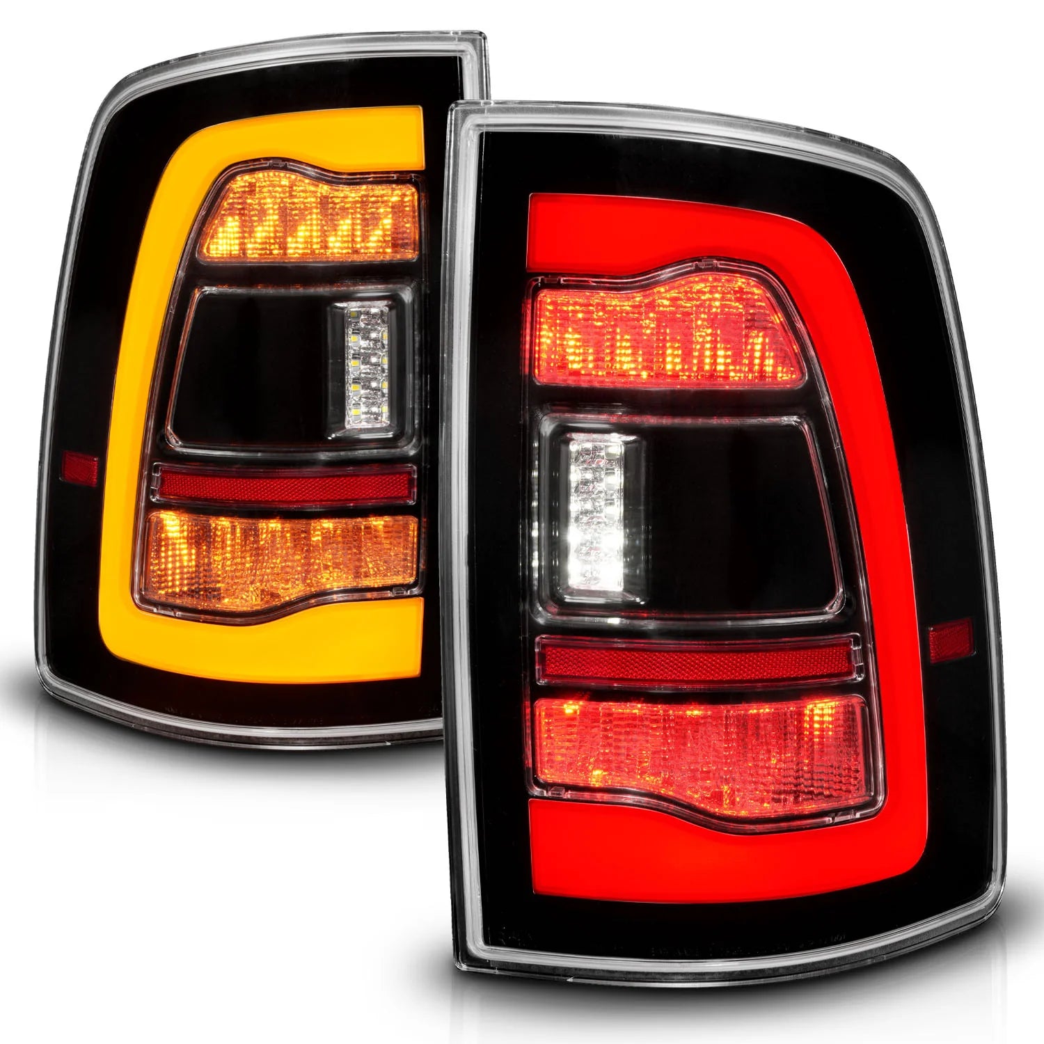 Anzo 311471 Black LED Tail Lights With Amber Sequential Signal (2010-2018 6.7L Cummins, 2014-2023 3.0L EcoDiesel)