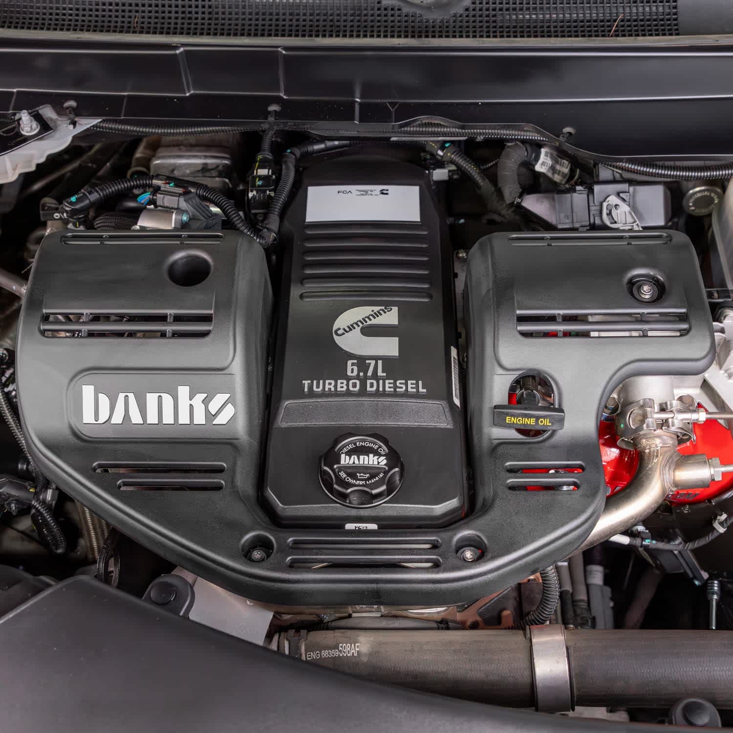 Banks 42810 Engine Cover with Revolver Billet Oil Cap (2007.5-2024 RAM 6.7L Cummins)