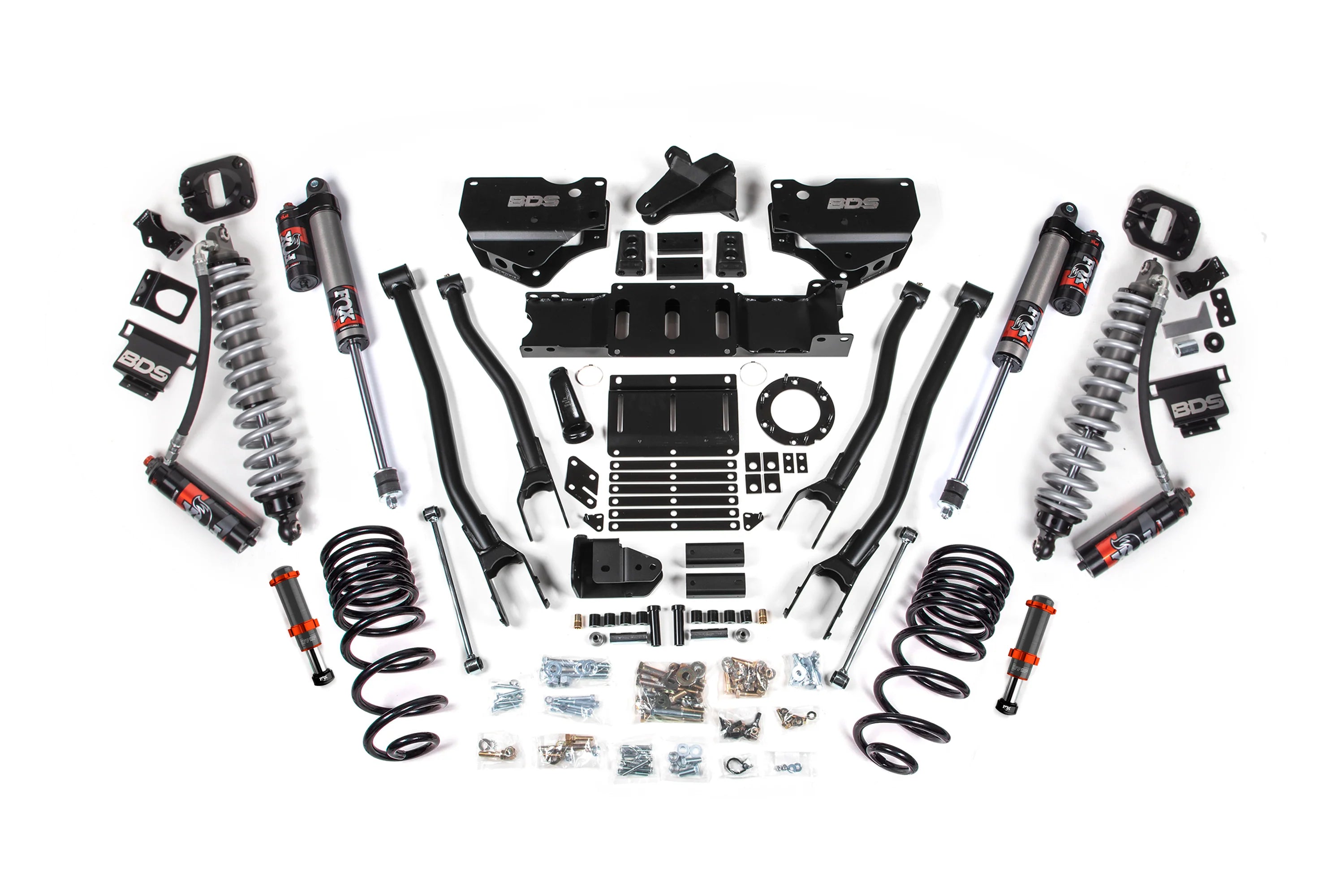 BDS Suspension 4 Inch Lift Kit w/ 4-Link FOX 2.5 Coil-Over Conversion (2019-2024 2500 6.7L Cummins 4WD)