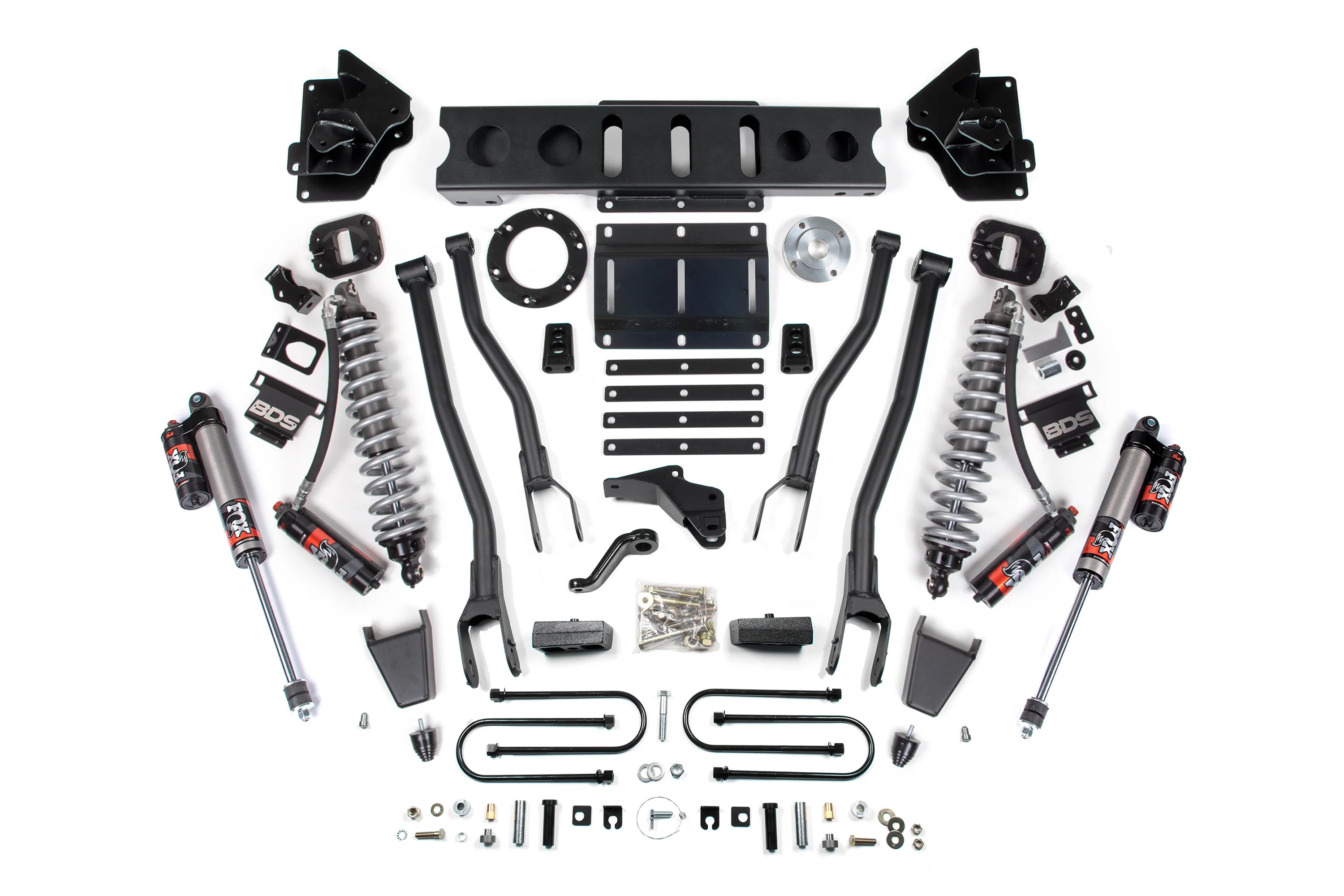 BDS Suspension 4 Inch Lift Kit w/ 4-Link FOX 2.5 Coil-Over Conversion (2013-2018 3500 6.7L Cummins 4WD)