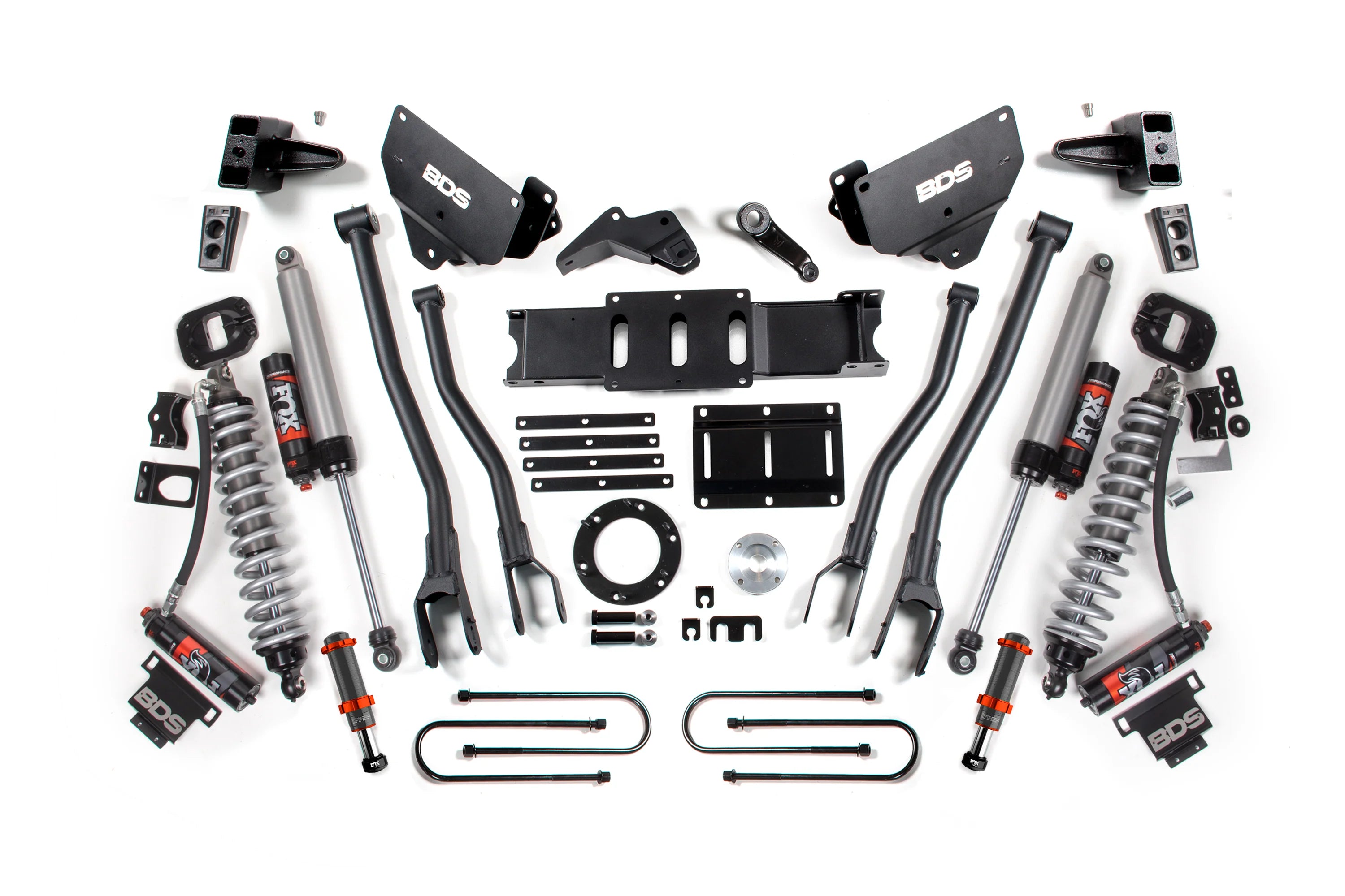 BDS Suspension 6 Inch Lift Kit w/ 4-Link FOX 2.5 Coil-Over Conversion (2013-2018 3500 6.7L Cummins 4WD)