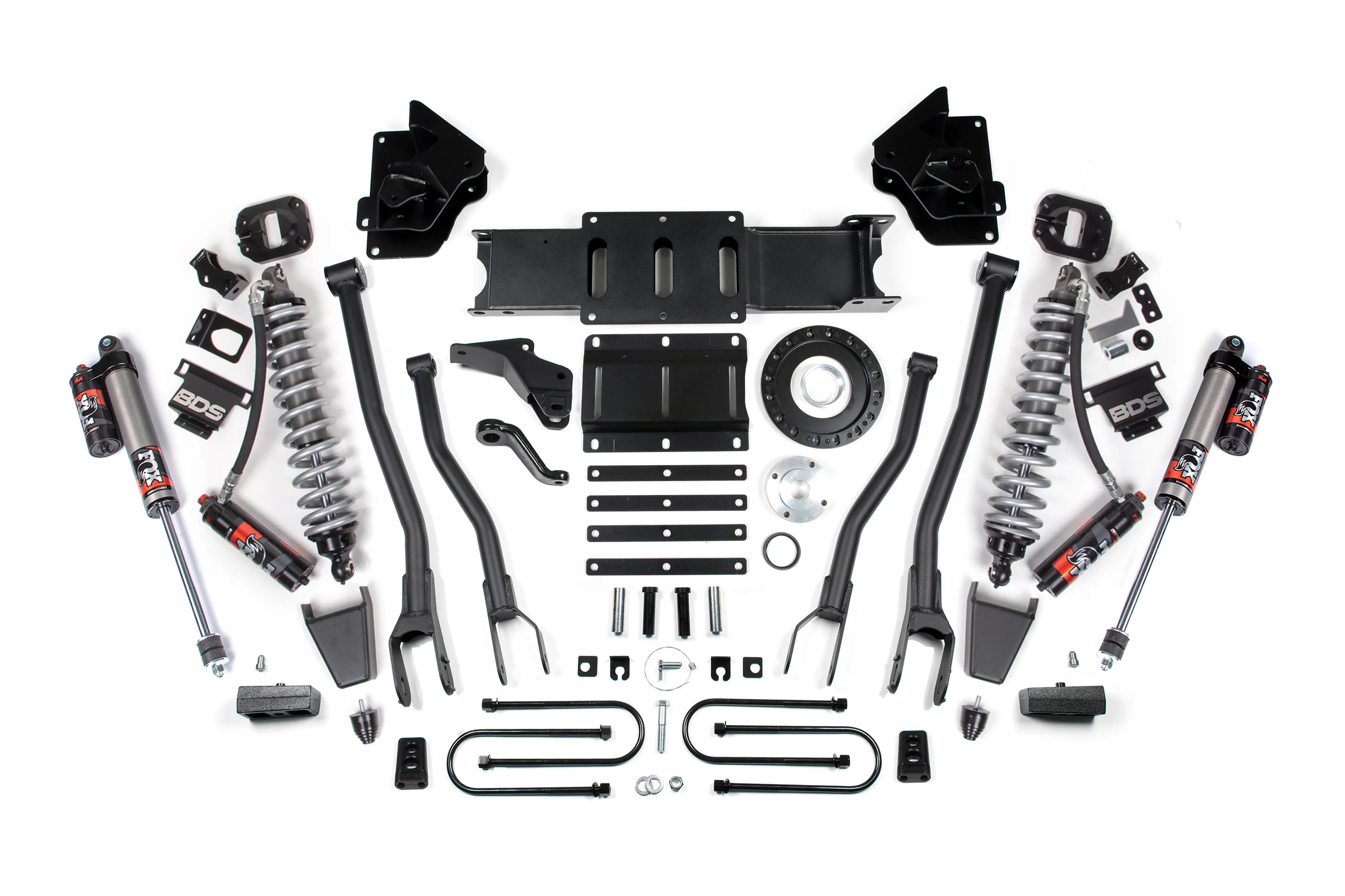 BDS Suspension 4 Inch Lift Kit w/ 4-Link FOX 2.5 Coil-Over Conversion (2013-2018 3500 6.7L Cummins 4WD)