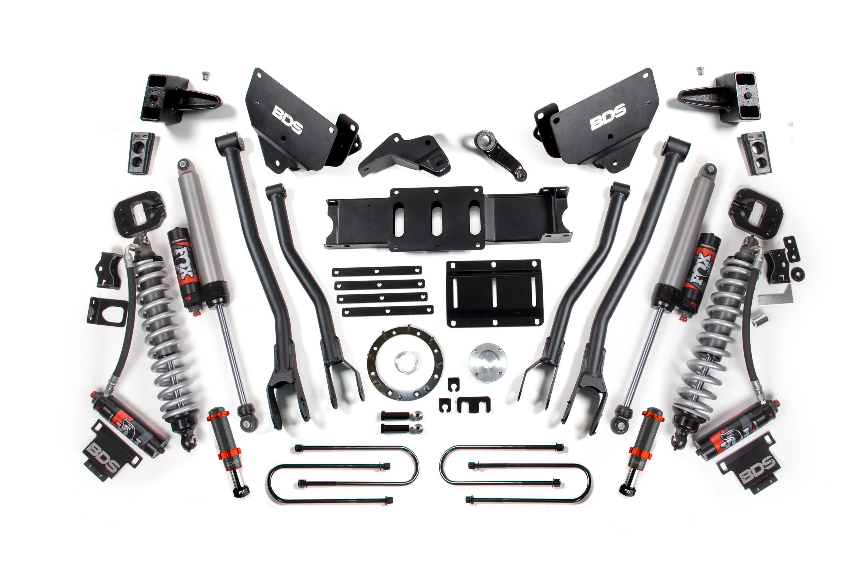 BDS Suspension 6 Inch Lift Kit w/ 4-Link FOX 2.5 Coil-Over Conversion (2013-2018 3500 6.7L Cummins 4WD)