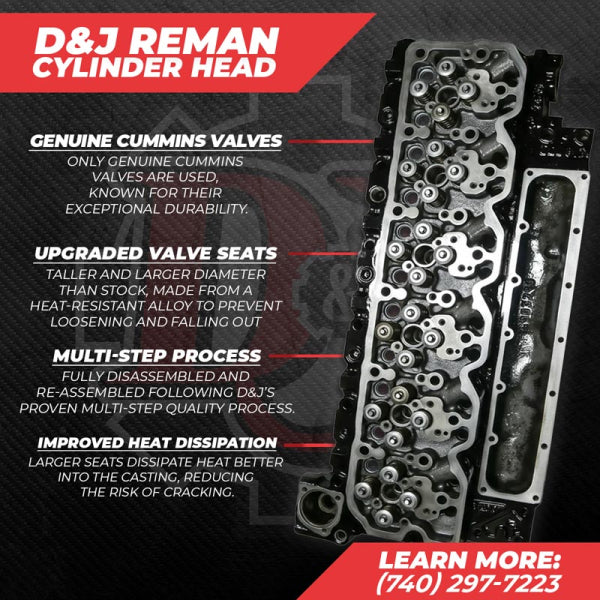 D&J Precision DJPCH100008 Remanufactured Cylinder Head (2003-2007 5.9LCummins)