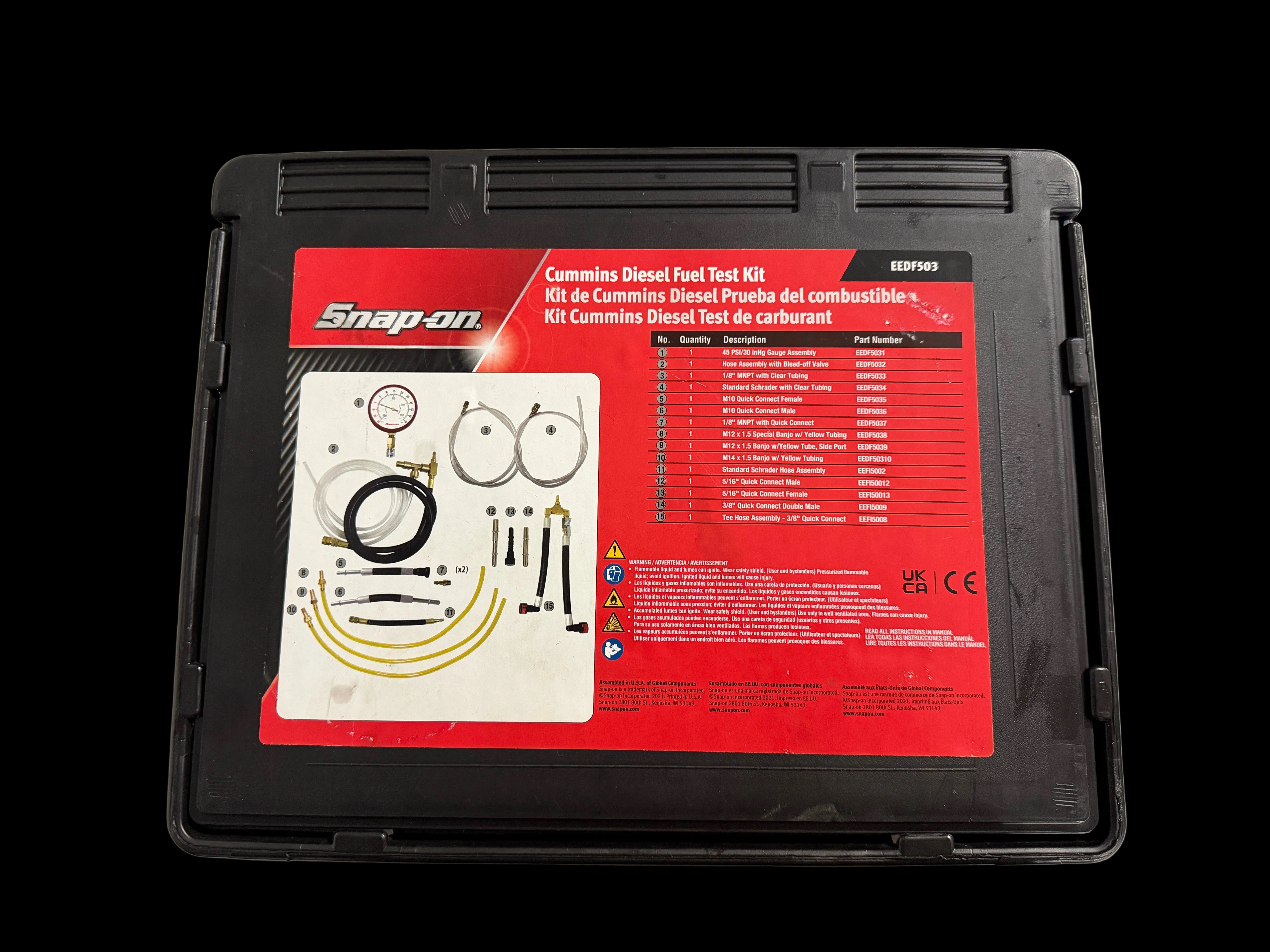 Snap-On Cummins® Engine Diesel Fuel Pressure Test Kit - EEDF503
