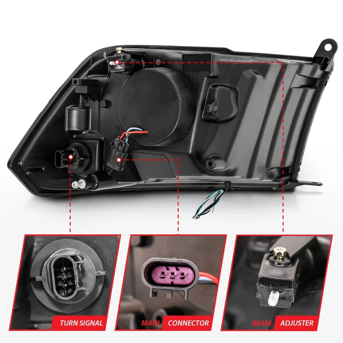 Anzo 111404 Black Plank Style Design Projector Headlights (2010-2018 6.7L Cummins, 2014-2018 3.0L EcoDiesel) - Southern Diesel Supply
