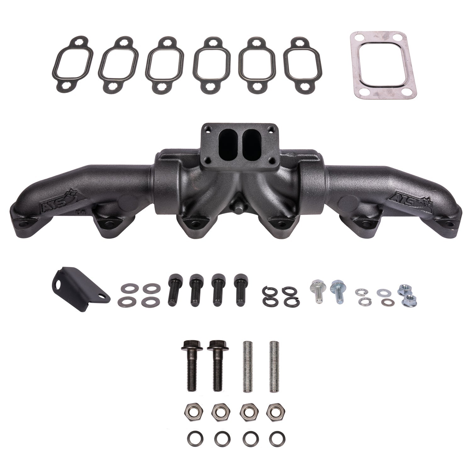 ATS Diesel Performance ATS 204 - 930 - 2164 Pulse Flow Exhaust Manifold Kit Fits 1994 - Early 1998 5.9L 12V Cummins 3 - Pc T3 With Gaskets Turbo Hardware - Southern Diesel Supply