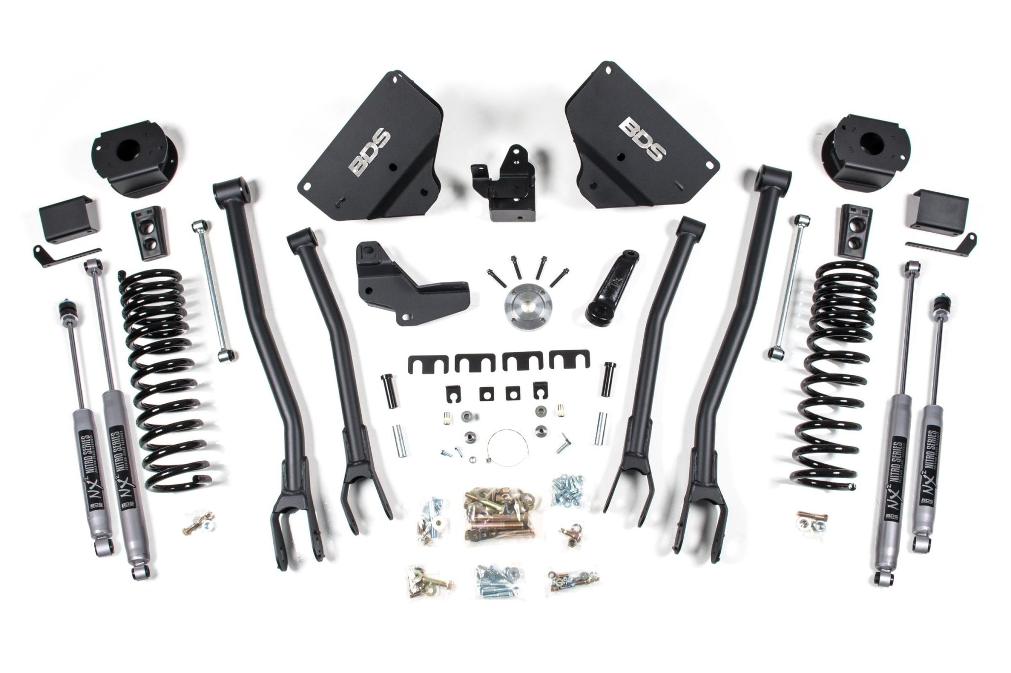 BDS Suspension 4 Inch Lift Kit w/ 4 - Link (2014 - 2018 2500 Cummins 4WD, Rear Air Ride) - Southern Diesel Supply