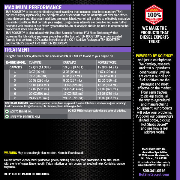 Hot Shot's Secret TBN Booster Fortified Oil Stabilizer (16oz) - Southern Diesel Supply