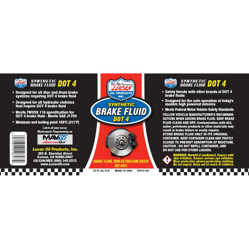 Lucas Oil 10827 DOT 4 Synthetic Brake Fluid - Southern Diesel Supply