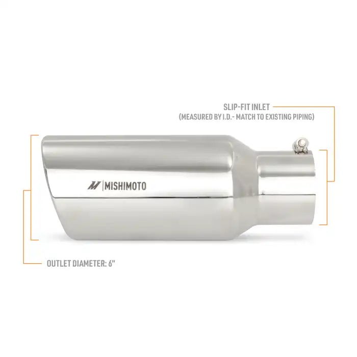 Mishimoto MMEXH - TIP - DSL56 6" Polished Angled Cut Rolled Edge Tip - Southern Diesel Supply