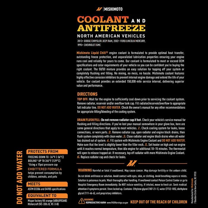 Mishimoto MMRA - LC - EG - OR Pre - Mixed Liquid Chill Coolant (Orange) - Southern Diesel Supply