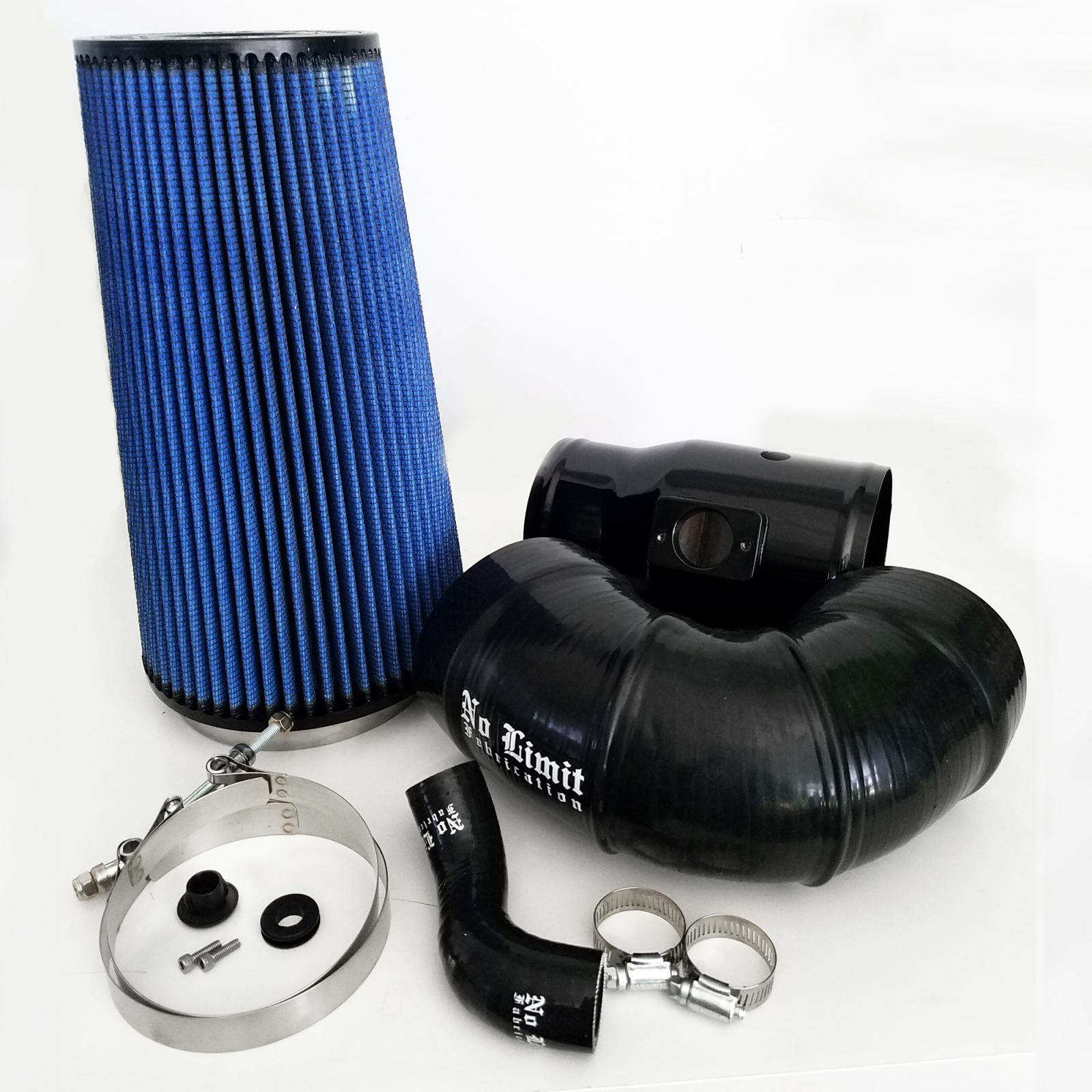 No Limit Fabrication 6.4 Cold Air Intake 08 - 10 Ford Super Duty Power Stroke Black Oiled Filter for Mod Turbo 5.5 Inch Inlet No Limit Fabrication - Southern Diesel Supply