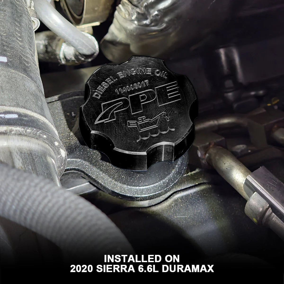 PPE 114003017 Billet Aluminum Engine Oil Filler Cap (2020 - 2026 3.0L Duramax) - Southern Diesel Supply