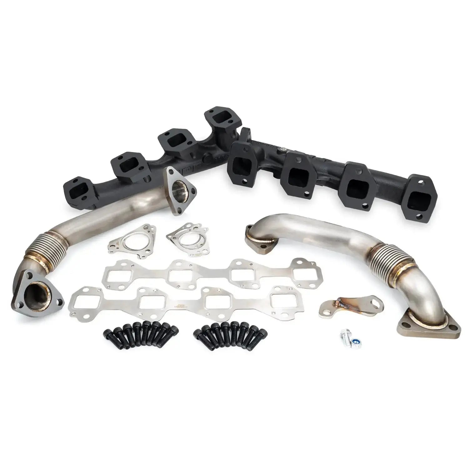 PPE 116111000 High - Flow Exhaust Manifolds with Up - Pipes (2001 - 2004 Duramax) - Southern Diesel Supply