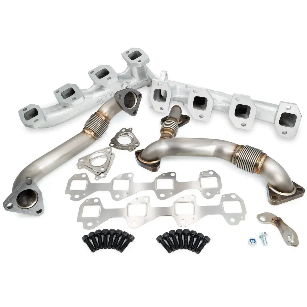 PPE 116111200 High - Flow Exhaust Manifolds with Up - Pipes (2002 - 2004 Duramax CA Emission) - Southern Diesel Supply