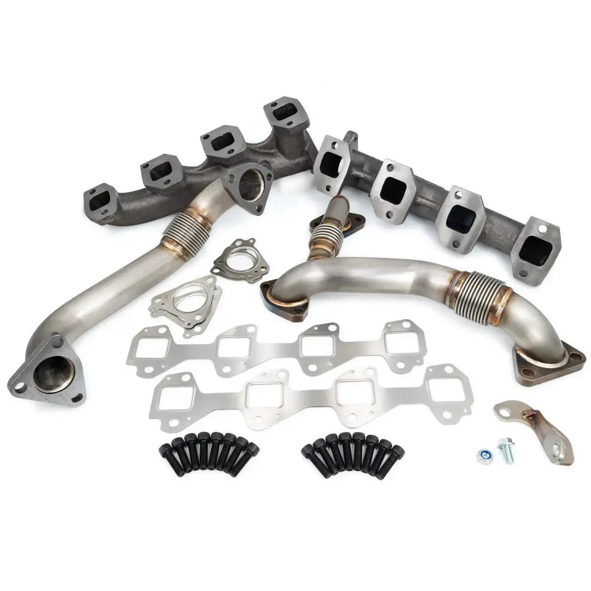 PPE 116111200 High - Flow Exhaust Manifolds with Up - Pipes (2002 - 2004 Duramax CA Emission) - Southern Diesel Supply
