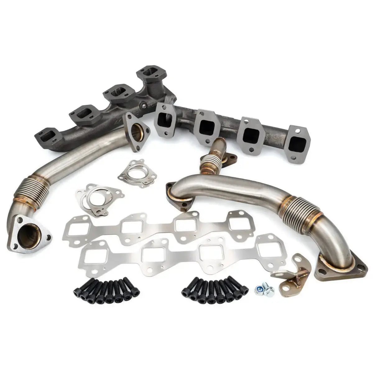 PPE 116111400 High - Flow Exhaust Manifolds with Up - Pipes (2004.5 - 2005 Duramax) - Southern Diesel Supply