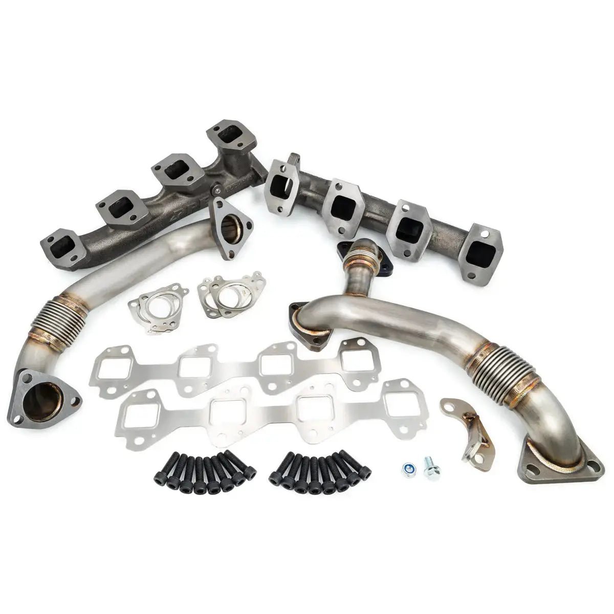 PPE 116111600 High - Flow Exhaust Manifolds with Up - Pipes (2006 - 2007 Duramax) - Southern Diesel Supply