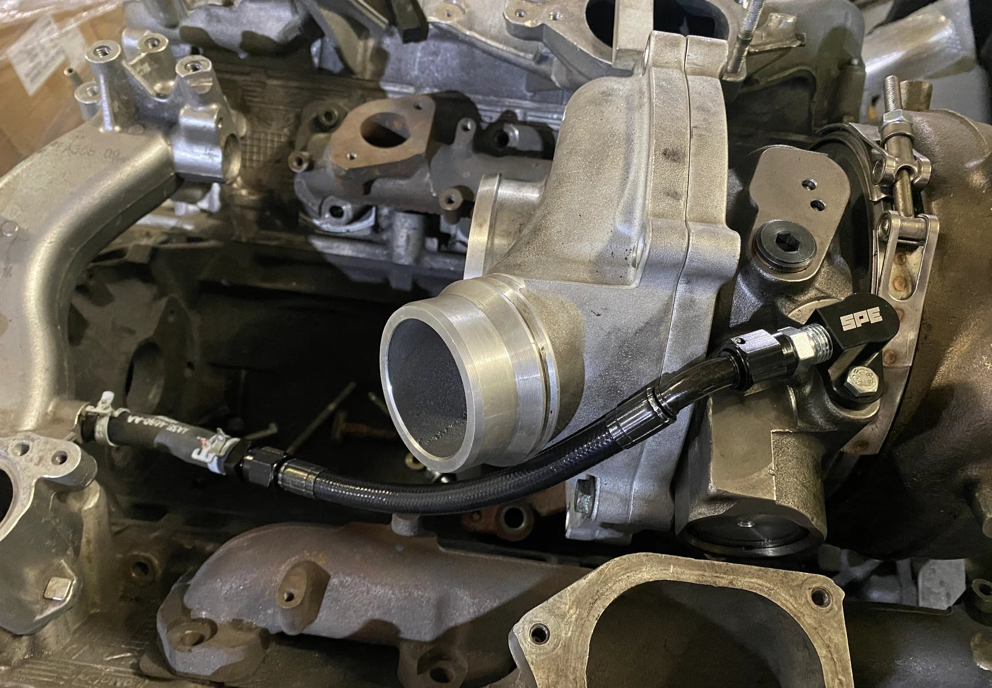 SPE Motorsport S100152 Turbo Coolant Feed Line (2017 - 2019 Power Stroke) | Turbocharger | Powerstroke - Southern Diesel Supply