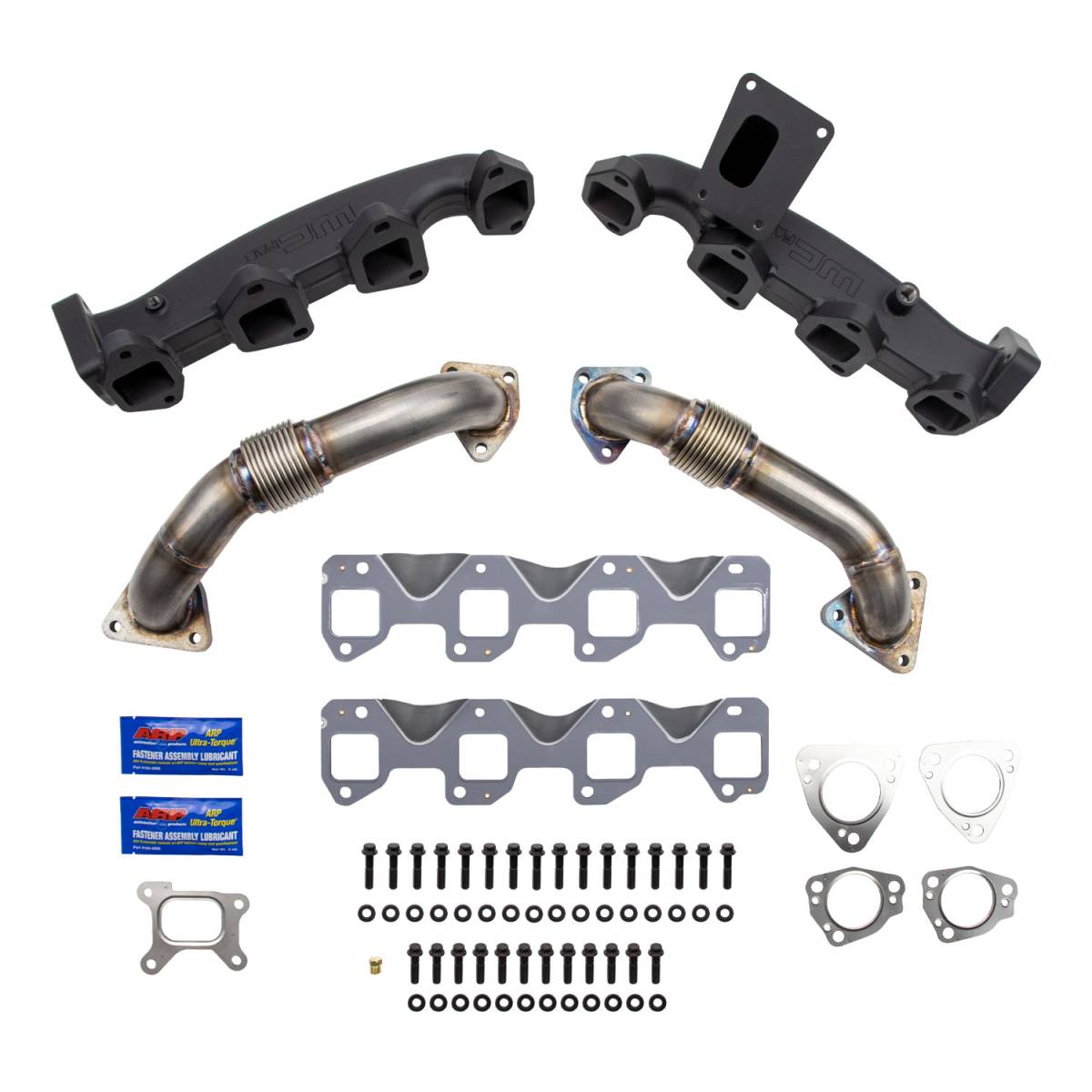 WCFab WCF100226 Billet Exhaust Manifold & 2" Stainless Up Pipe Kit (2017 - 2025 Duramax) - Southern Diesel Supply