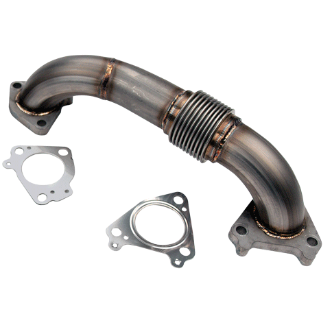 WCFab WCF100648 LB7 Duramax 2" Stainless Twin Turbo Style Pass Side Up Pipe For OEM Or WCFab Manifold With Gaskets - Southern Diesel Supply