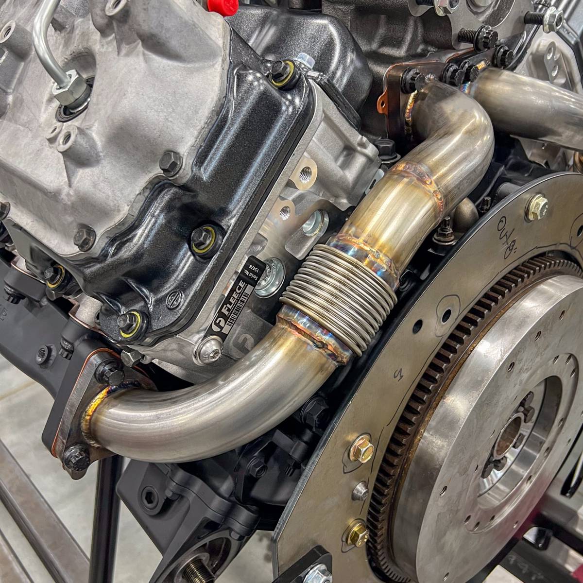 WCFab WCF100652 Duramax 2" Stainless Driver Side Up Pipe For OEM Or WCFab Manifold With Gaskets - Southern Diesel Supply