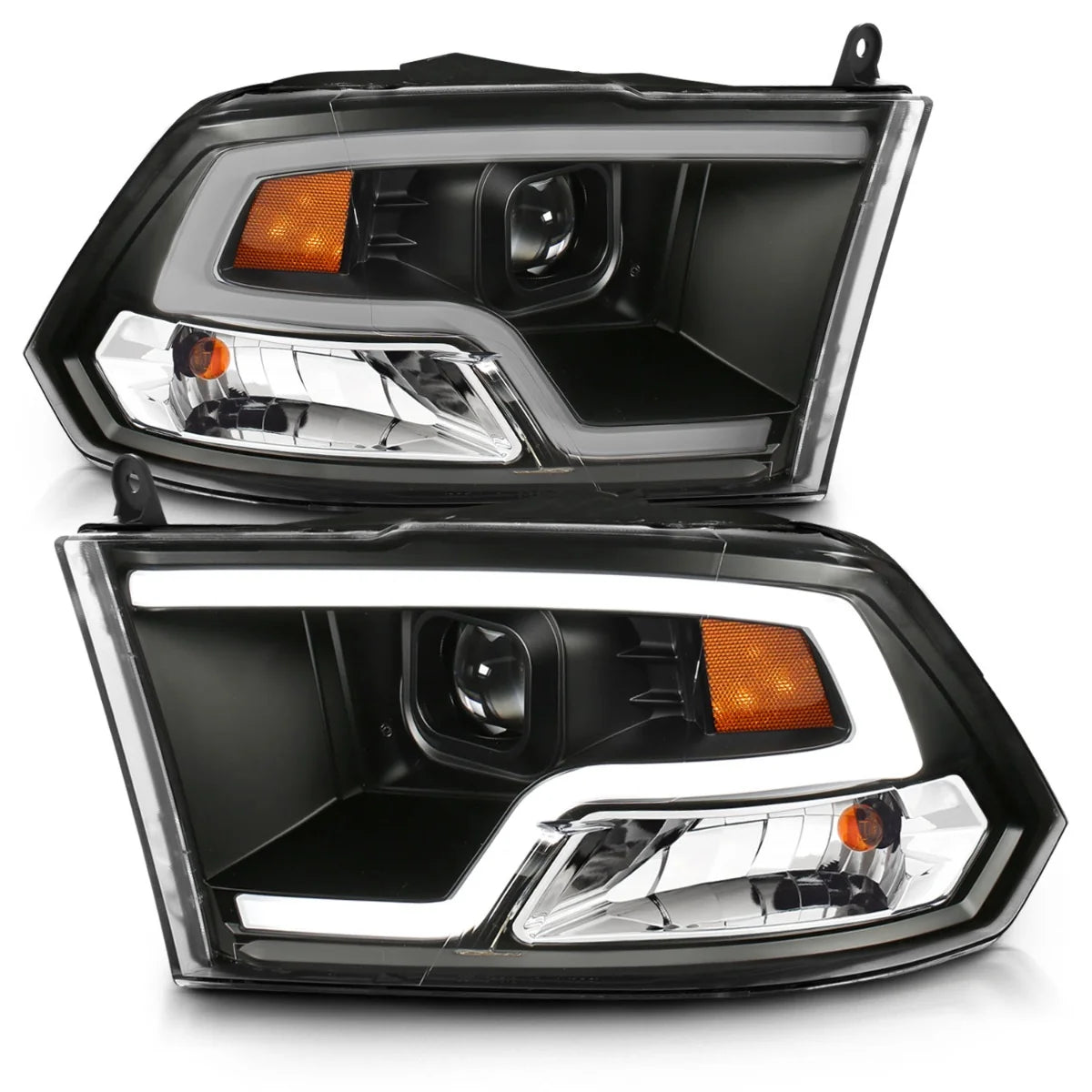Anzo 111404 Black Plank Style Design Projector Headlights (2010-2018 6.7L Cummins, 2014-2018 3.0L EcoDiesel)