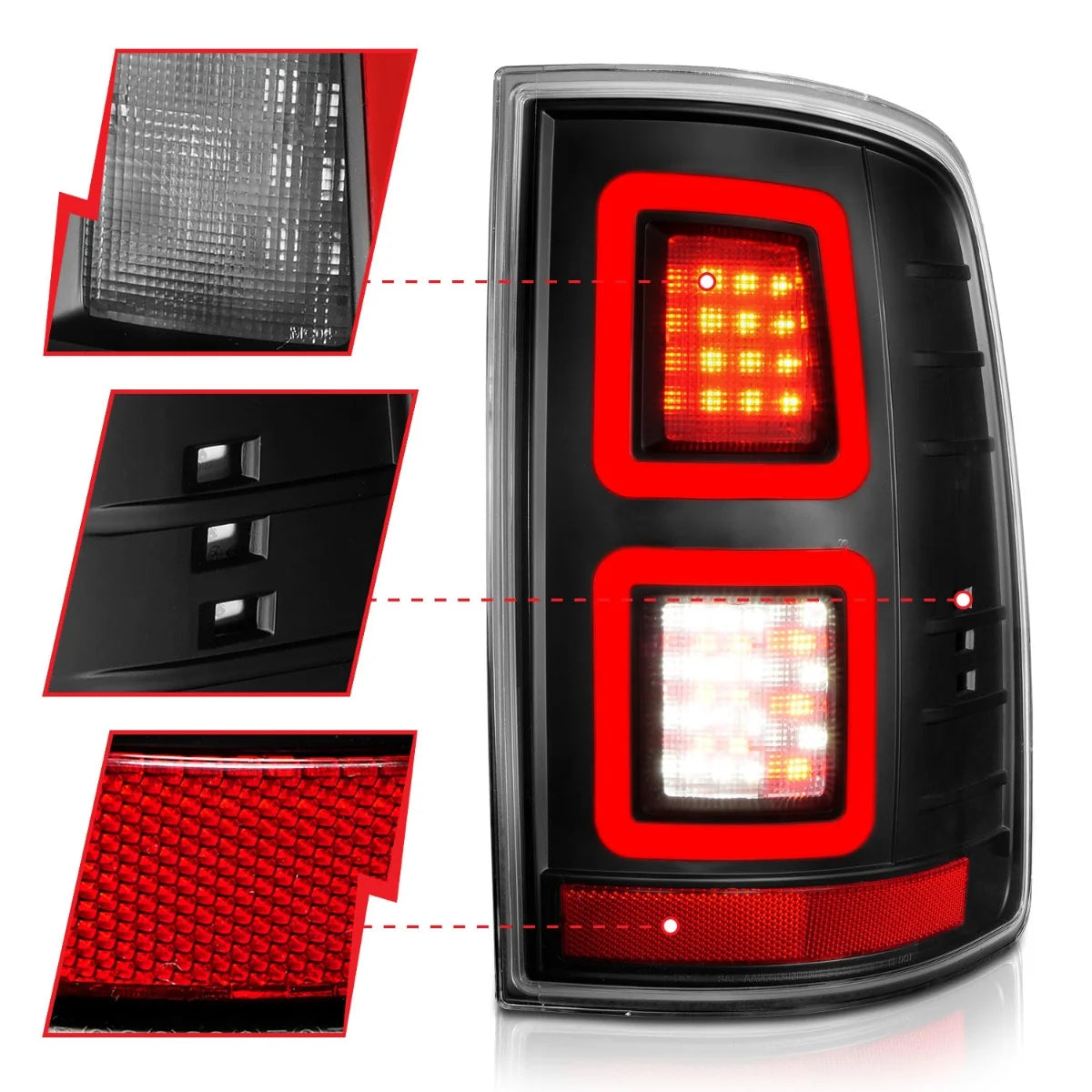 Anzo 311273 Black LED Tail Lights (2010-2018 6.7L Cummins, 2014-2018 3.0L EcoDiesel)