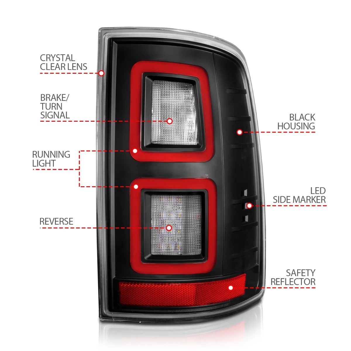 Anzo 311273 Black LED Tail Lights (2010-2018 6.7L Cummins, 2014-2018 3.0L EcoDiesel)