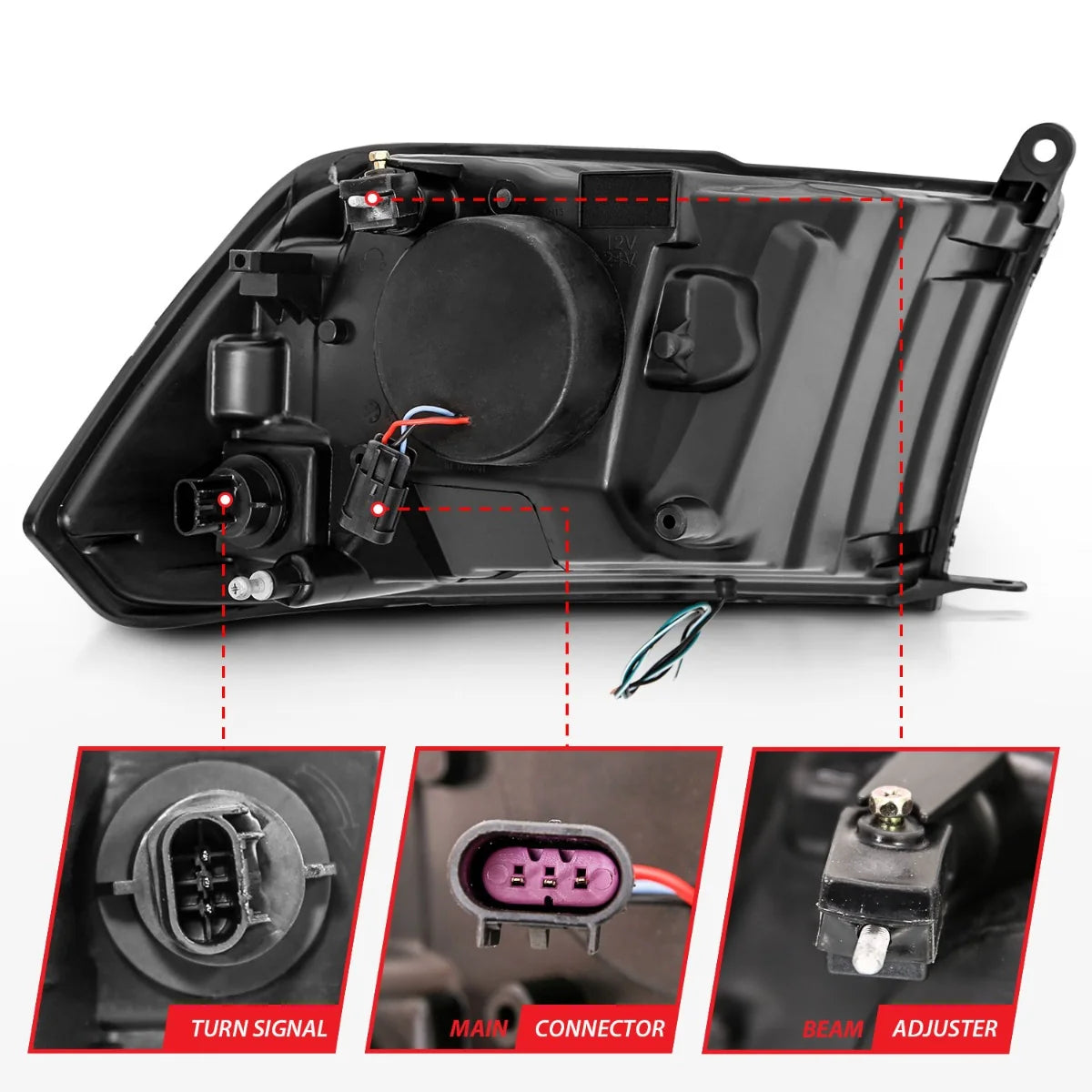 Anzo 111404 Black Plank Style Design Projector Headlights (2010-2018 6.7L Cummins, 2014-2018 3.0L EcoDiesel)