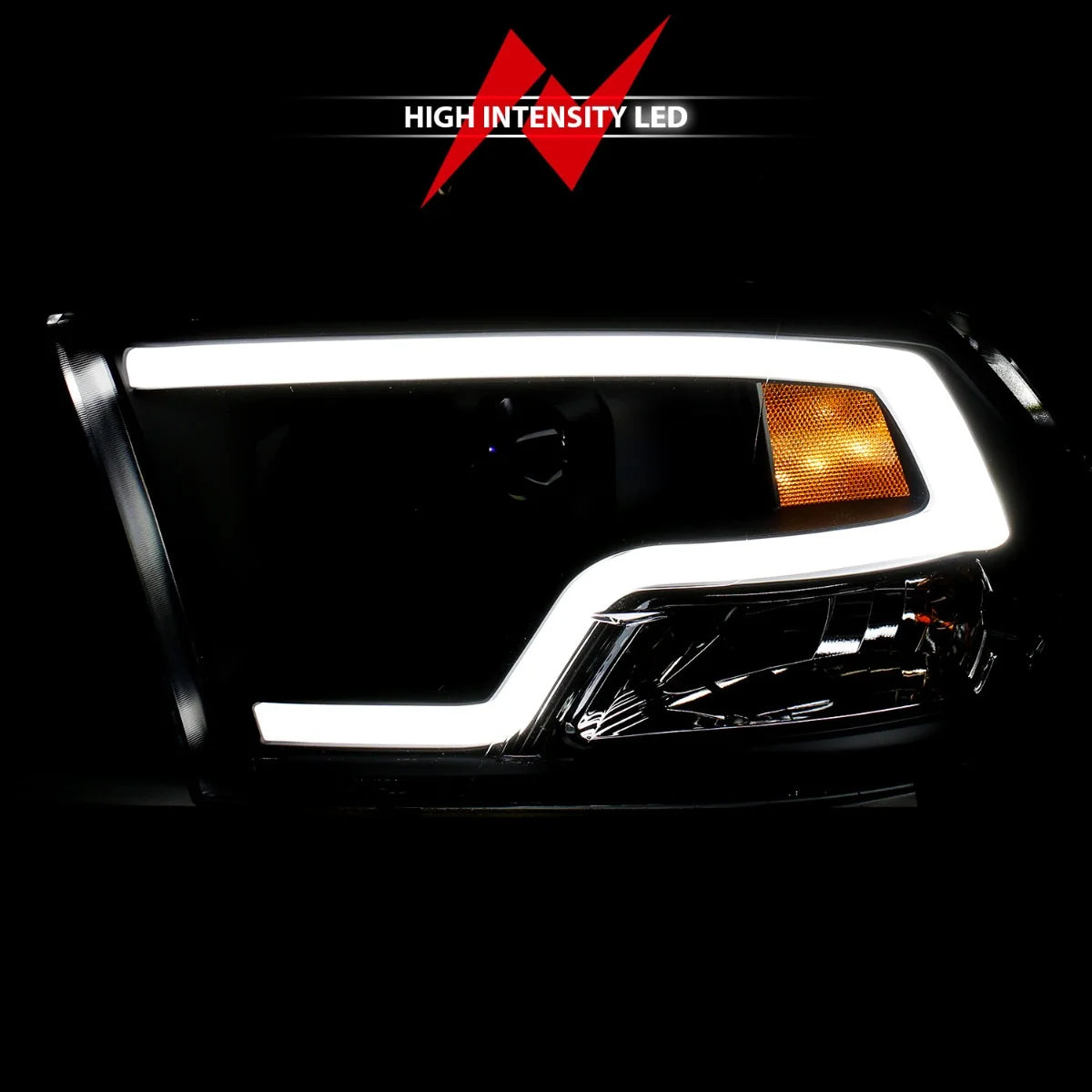 Anzo 111404 Black Plank Style Design Projector Headlights (2010-2018 6.7L Cummins, 2014-2018 3.0L EcoDiesel)