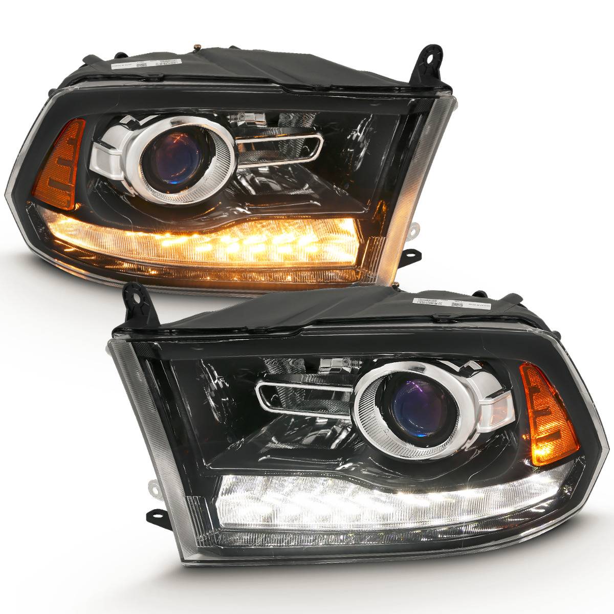 Anzo 111439 Black Plank Style Switchback Projector Headlights W/ Halo (2010-2018 6.7L Cummins, 2014-2018 3.0L EcoDiesel)