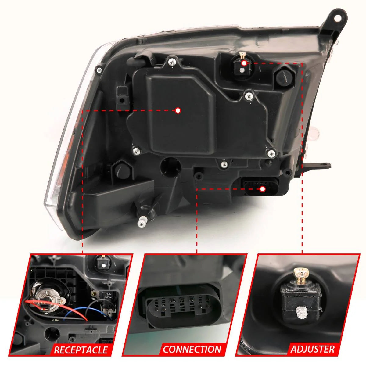 Anzo 111439 Black Plank Style Switchback Projector Headlights W/ Halo (2010-2018 6.7L Cummins, 2014-2018 3.0L EcoDiesel)