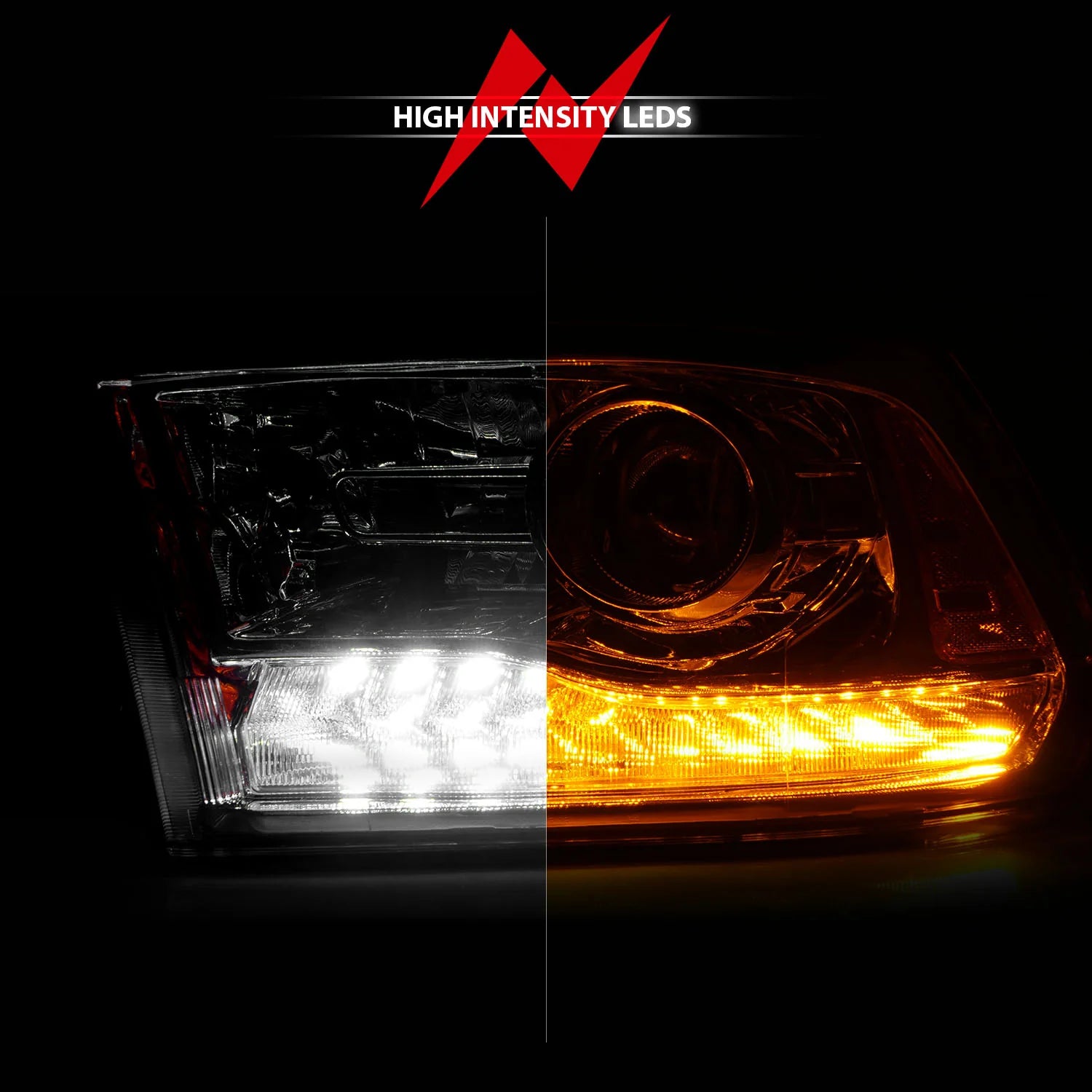 Anzo 111440 Chrome Plank Style Switchback Projector Headlights (2010-2018 6.7L Cummins, 2014-2018 3.0L EcoDiesel)