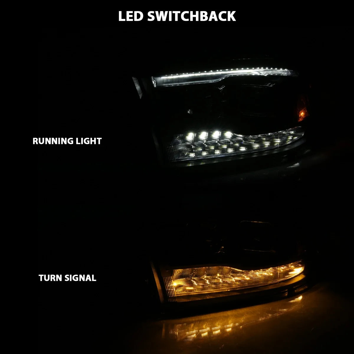 Anzo 111441 Black Switchback Projector Headlights (2010-2018 6.7L Cummins, 2014-2018 3.0L EcoDiesel)
