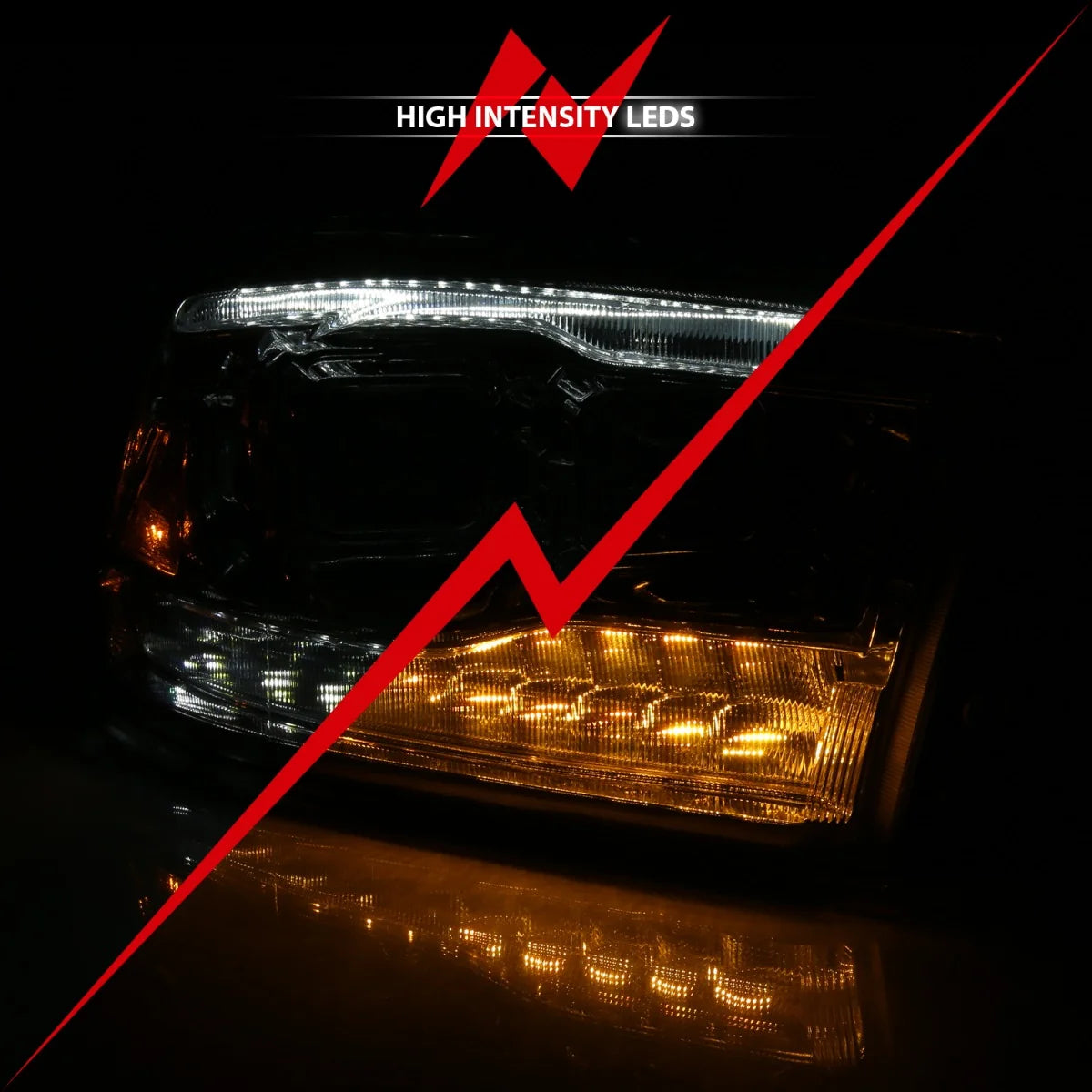 Anzo 111442 Chrome Switchback Projector Headlights (2010-2018 6.7Cummins, 2014-2018 3.0L EcoDiesel)