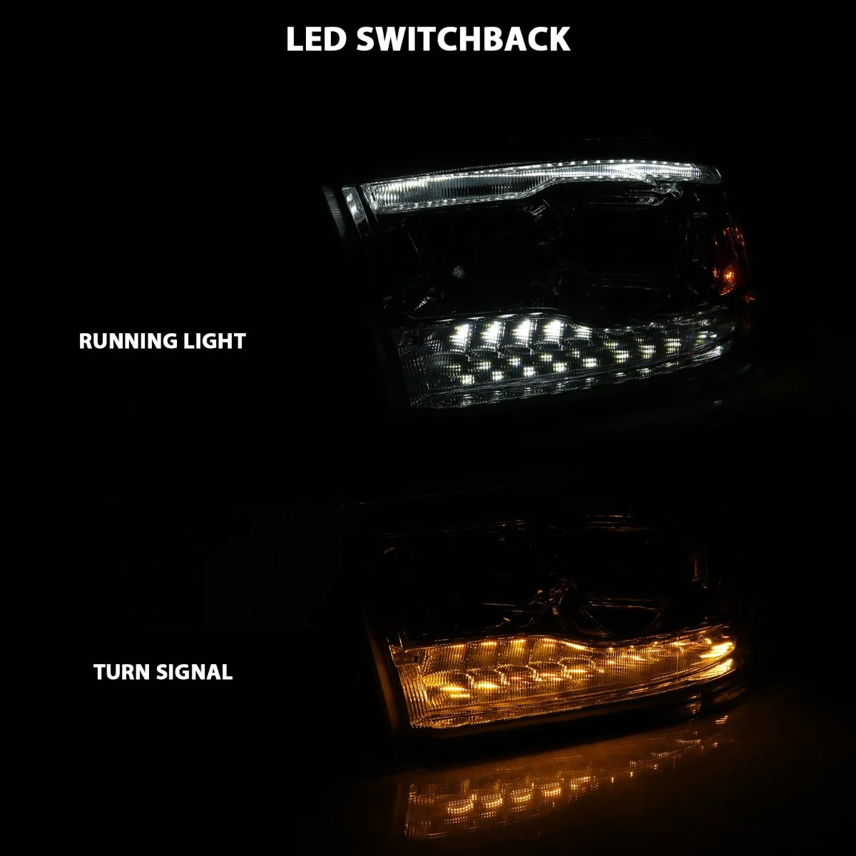 Anzo 111442 Chrome Switchback Projector Headlights (2010-2018 6.7Cummins, 2014-2018 3.0L EcoDiesel)