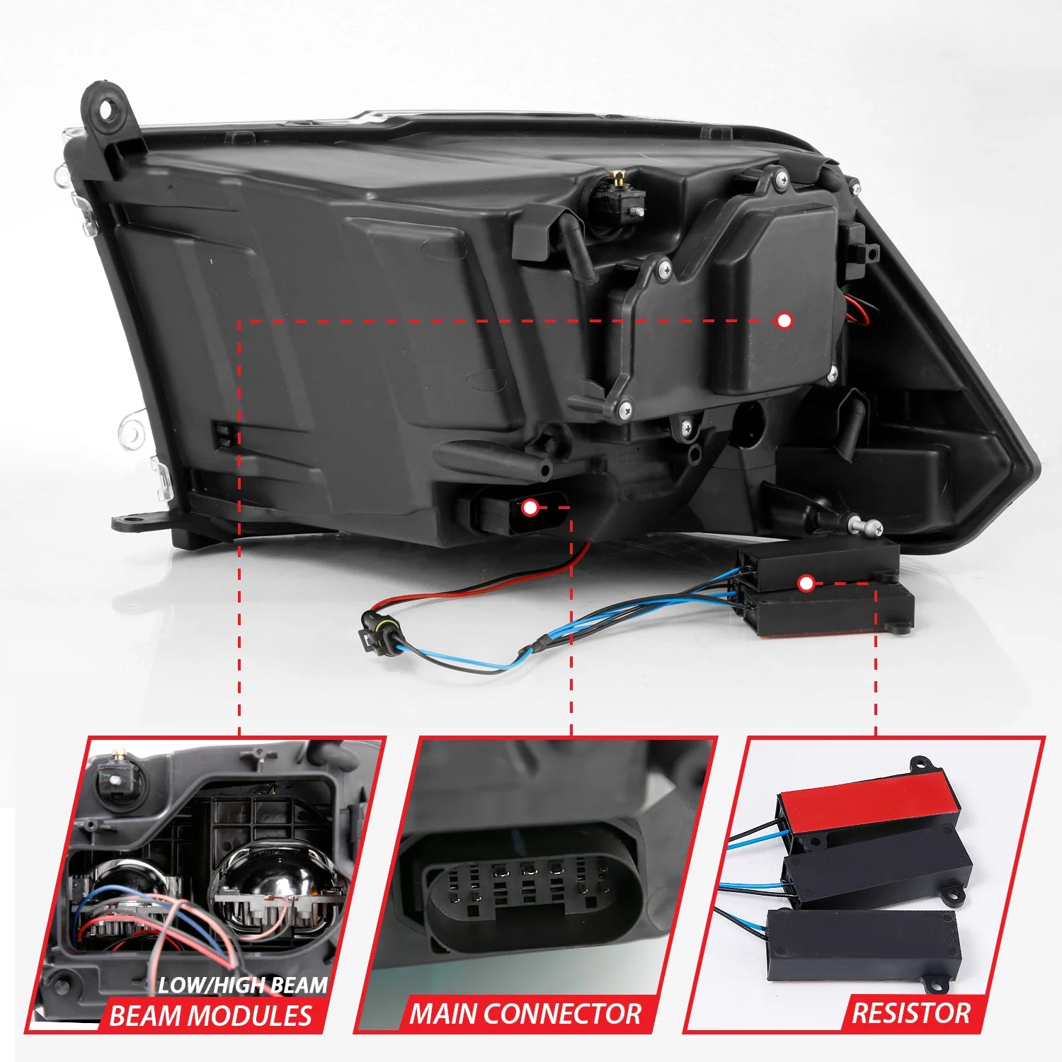 Anzo 111464 Black Switchback Dual LED Projector Headlights (2010-2018 6.7L Cummins, 2014-2018 3.0L EcoDiesel)