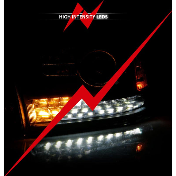 Anzo 111489 Black Plank Style Switchback Projector Headlights With Halo (2010-2018 6.7L Cummins, 2014-2018 3.0L EcoDiesel)