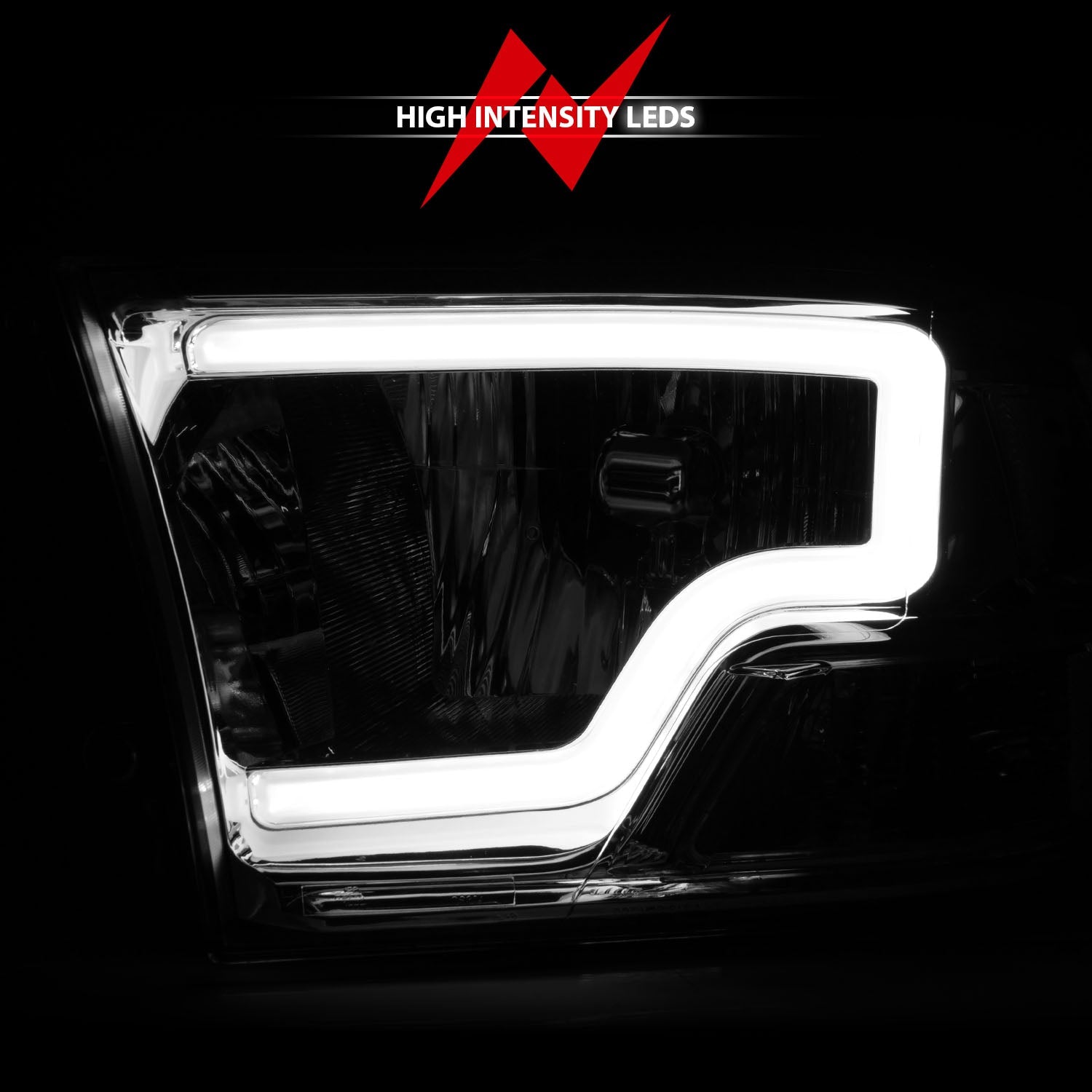 Anzo 111516 Chrome Crystal Headlights With LED Plank Light Bar (2010-2018 6.7L Cummins, 2014-2018 3.0L EcoDiesel)
