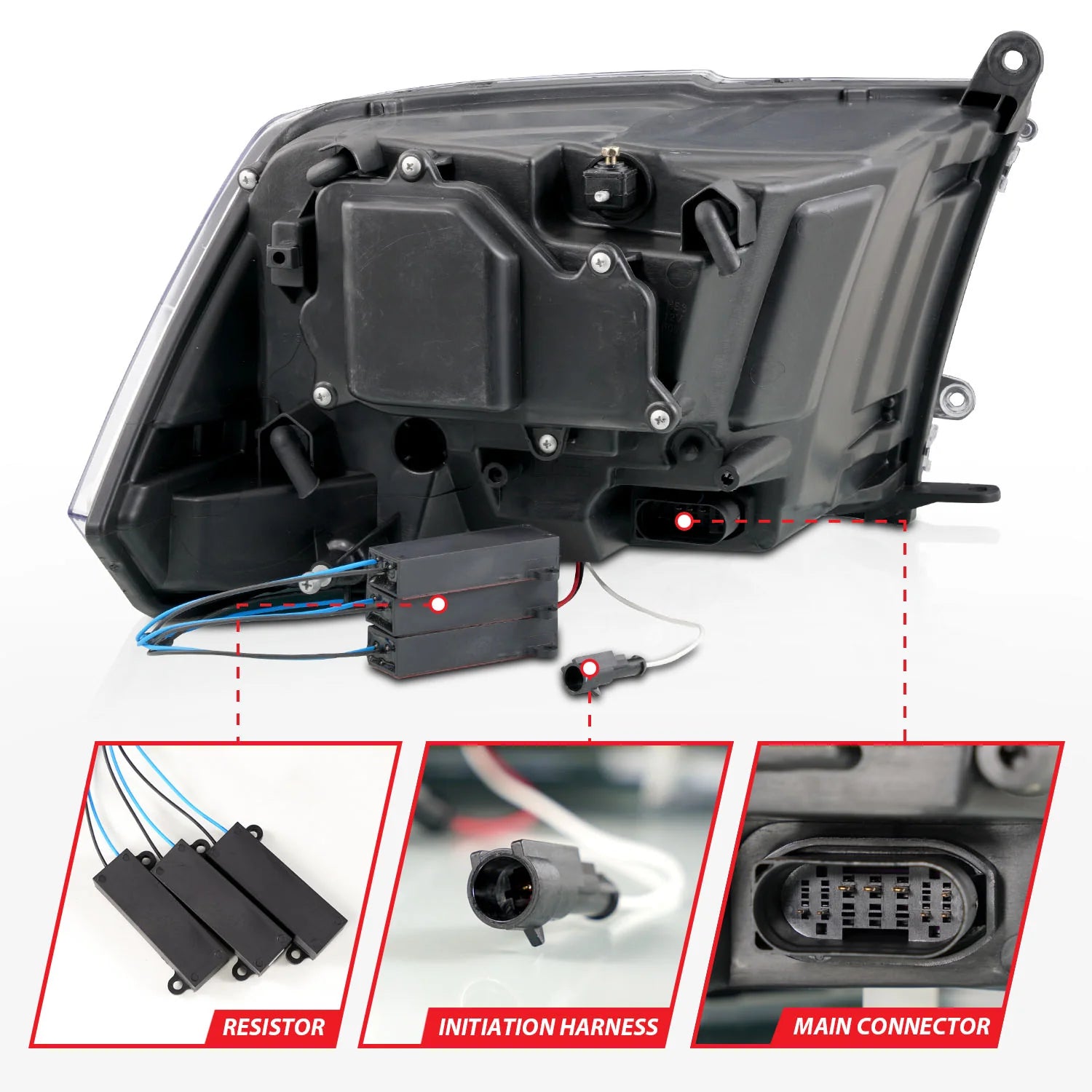 Anzo 111595 Black LED Dual Projector Plank Style Switchback Headlights (2010-2018 6.7L Cummins, 2014-2018 3.0L EcoDiesel)